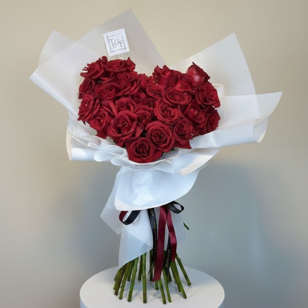 Crimson Rose Heart Bouquet