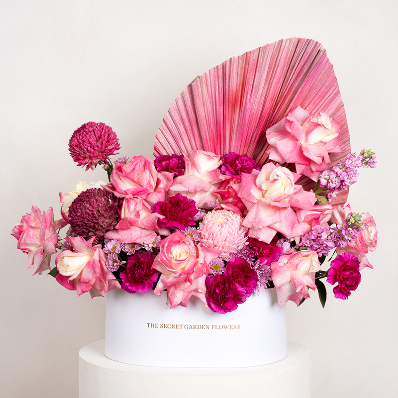 Luxe Pink Velvet Hue Large Flower Box