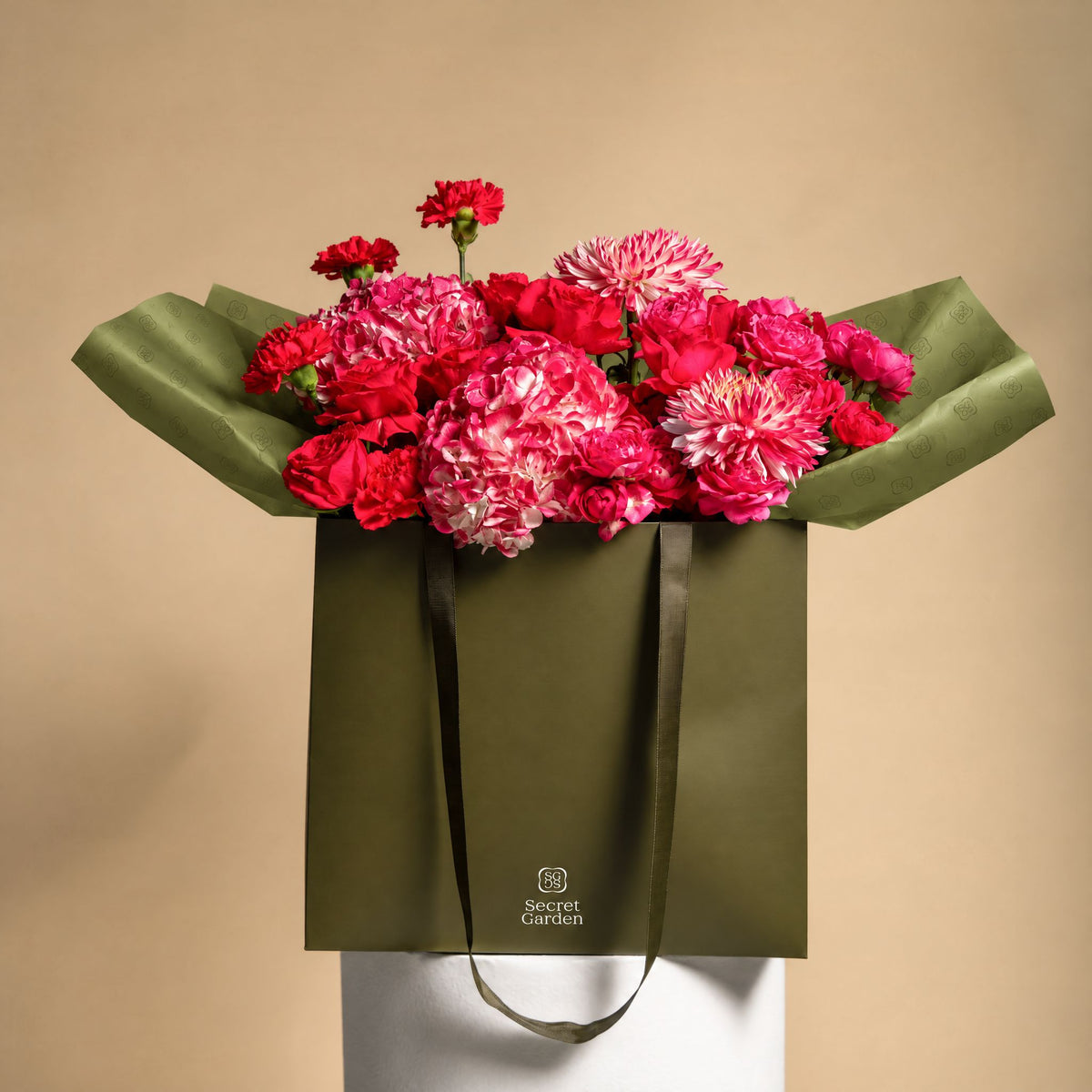 Raspberry Grand Flower Bag